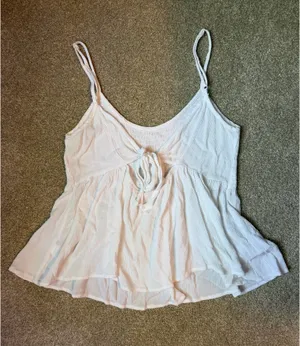LA Hearts Flowy White Smock Front Tie Back Tank Top thumbnail 3