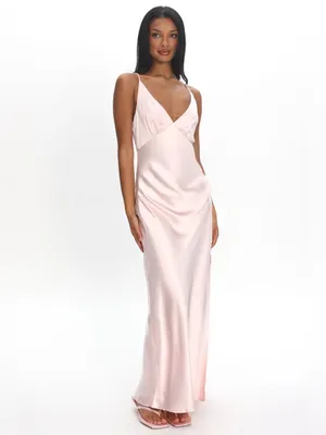 $115 NWT Selfie Leslie Marlie Side Pleat Maxi Dress Blush, L thumbnail 5