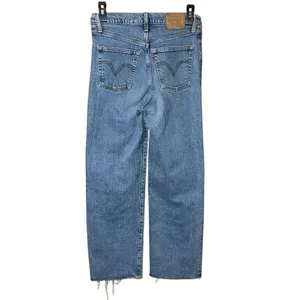 Levi’s medium wash rib age straight Jean non ripped raw hem button fly #759 thumbnail 8