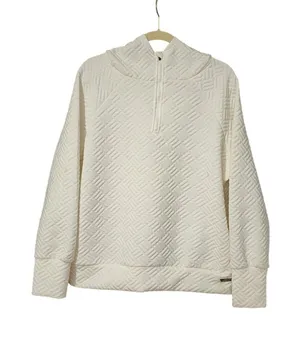NINE WEST ACTIVE Women's White Quilted Half Zip Pullover‎ Hoodie Large thumbnail 1