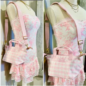 🎀PINK x LoveShackFancy Strapless Lace Mini Dress Ruffles Charlamagne Harbor Pink thumbnail 6