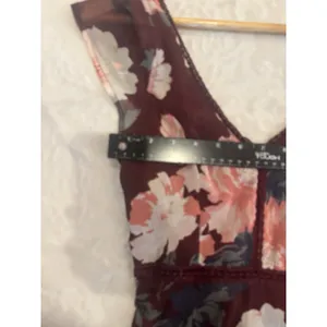 Abercrombie Womens Floral Maxi Dress Size XXS Tall Burgundy Lace thumbnail 9
