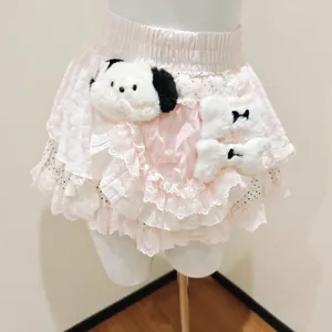 Others Follow handmade one of a kind Pink Elastic Waist Tiered Lace Mini Skirt thumbnail 2