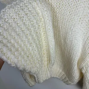 Chicwish Chunky Puff Sleeves Cropped Sweater Size Small Medium in Off White thumbnail 9