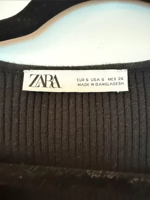 Zara Black Cropped Long Sleeve Sweater Top Size Small thumbnail 2