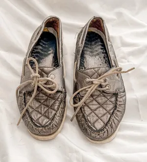 Sperry Metallic Quilted Leather Boat Shoes Size 9 thumbnail 1