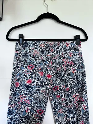 Tory Burch Emmy Ankle Skinny Pants Blue Lake Kyoto Butterfly Floral Print 26 thumbnail 3