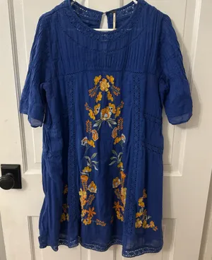 Free People Blue Floral Dress thumbnail 1