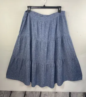 Matty M Blue Chambray Tiered A-Line Midi Skirt size XXL thumbnail 1