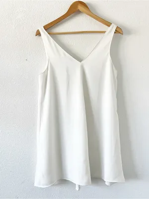 Zara White Double V-Neck Flowy Bridal Mini Dress thumbnail 7