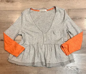 We The Free‎ Heart of Mine Peplum Long Sleeve Button Up Top Women Medium M thumbnail 1