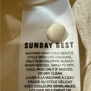Aritzia Sunday‎ Best Cream Petal Top Ruched Cropped Taffeta Blouse Size 4 thumbnail 6