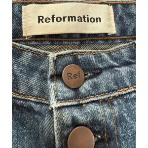 Reformation Winona Mid Rise Straight Leg Jeans Crop Baltic Button Fly‎ Size 27 thumbnail 3