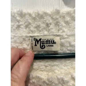Show Me Your Mumu Womens Cropped Varsity Sweater Knubby Knit Cream Large MF9-934 thumbnail 3