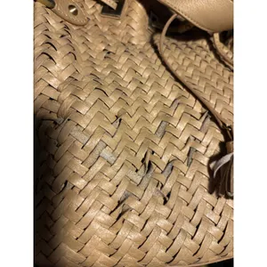 Cole Haan Genevieve Tan Woven Leather Hobo Bag Optical Weave Tassel Shoulder Bag thumbnail 3
