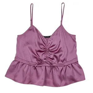 Abercrombie Mauve Pink Spaghetti Strap Peplum Crop‎ Tank Top Size Small thumbnail 1