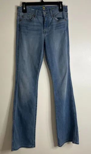 7 For All Mankind Womens Light Wash A Pocket Flare Leg Trouser Jeans Denim Sz 28 thumbnail 1