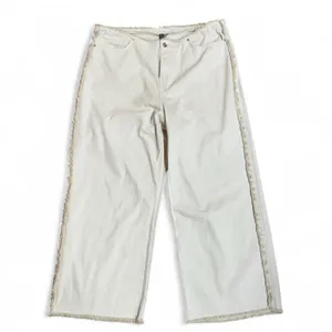 H&M Divided Wide Leg Jeans – Cream/Beige Frayed Trim – Size 18/US 50 thumbnail 2