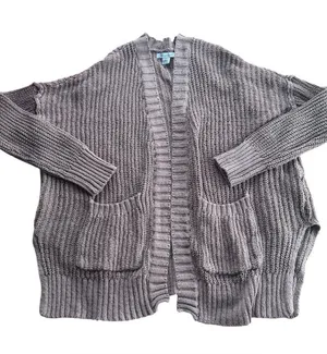 American Eagle Oversized Shaker Stitch Cardigan Sweater Mauve Taupe XXS Pockets thumbnail 1