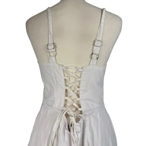 Haute Monde Maxi Dress Womens L White Corset Lace Up Back Slit Boho Bridal thumbnail 10