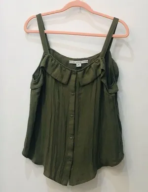 Olive green Hyfve Boutique Boho top sz Med thumbnail 3