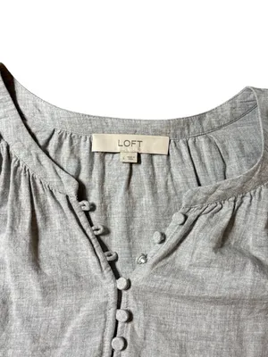 Loft Lace Shoulder Blouse Gray size Large thumbnail 2