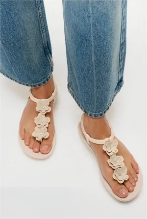 NEW FitFlop Splash Flower T-Strap Sandal 10 M, NUDE ROSE thumbnail 1