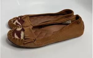 Reef Winter Drift Moccasins Womens 7 Brown Excellent Suede Fringe Southwestern thumbnail 1