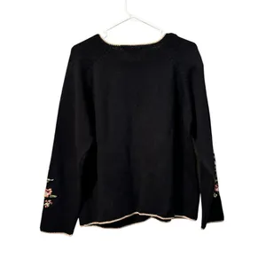 Tiara International‎ Cardigan Sweater Sz L Embroidered Button Floral Sequin 2002 thumbnail 2