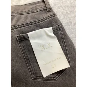 Le ALX Western Belt Jeans Grey High‎ Rise Straight Leg Raw Hem Size 27 NEW thumbnail 4