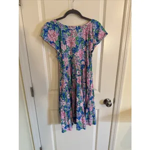 Lilly Pulitzer Kawai Flutter Sleeve V-Neck Dress Multi Spring in Your Step M thumbnail 3