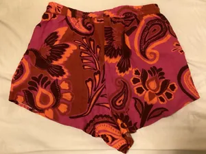 FARM Rio Pink Bold Floral Linen Blend Shorts Size L thumbnail 2