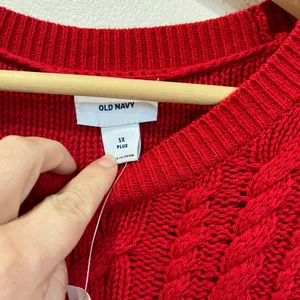Old Navy Red Cable Knit‎ Sweater Plus Size 1X Long Sleeve Pullover NWT thumbnail 5