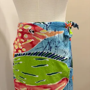 VTG Jams World Rainbow Fish Batik Print Wrap Midi Skirt Cover Up Small Tropical thumbnail 3