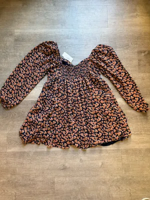 (NWT) Abercrombie & Fitch Floral Babydoll Long Sleeves Short Dress Size L thumbnail 10