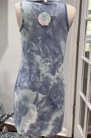 Pink Rose Blue Tie Dye Tank Dress thumbnail 5