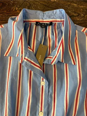 J.Crew Sleeveless Shirtdress Womens 8 Blue Red Striped NWT CW436 Drawstring thumbnail 8