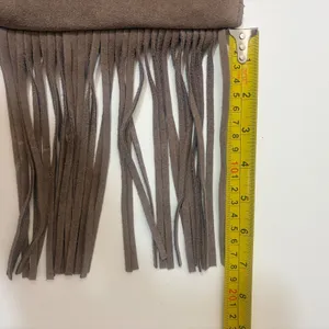 Sarah World Brown Suede Fringe Wristlet Sustainable Clutch Bag Bohemian Earthy thumbnail 5