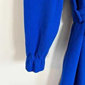 Vtg Sears At Home Wear Robe Womens Sz M Royal Blue‎ Ruffle Trim Long thumbnail 6