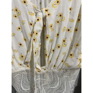 Free People Intimately "Forties Feels" Sunflower Print Bell Sleeve‎ Bodysuit Sm thumbnail 10