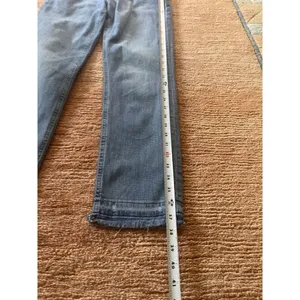 Zara Blue Distressed Straight Leg Jeans Women’s Sz 28 Raw Hem Made in Turkey thumbnail 6