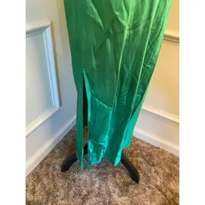 Pistola Mari Midi Maxi Slip Dress Fern Green Square Neck Satin Feel Slit Formal thumbnail 5