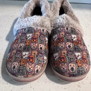 Skechers BOBS for Dogs Women 10 Too Cozy Family Dog Print Faux Fur‎ Slippers thumbnail 2