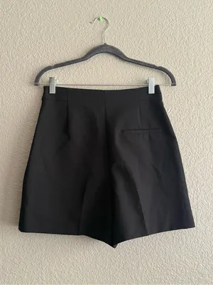 Zara NWT Black High Waist Sailor Shorts S Gold Button Tailored Nautical thumbnail 7