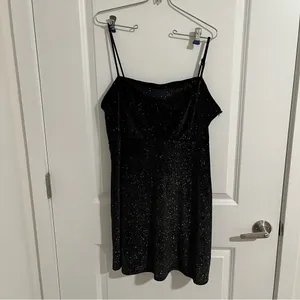 NEW Altar’d State Black Holiday Sparkle Bow Mini Dress Size XXL NWT thumbnail 5