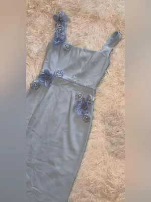 NEW ELLIATT Chantelle 3d floral blue midi Dress sz M thumbnail 5
