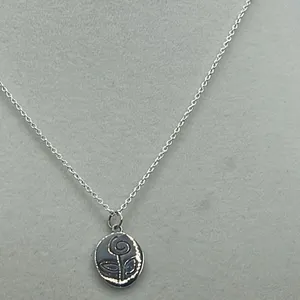 Sterling silver laser cut rose pendant necklace. thumbnail 3