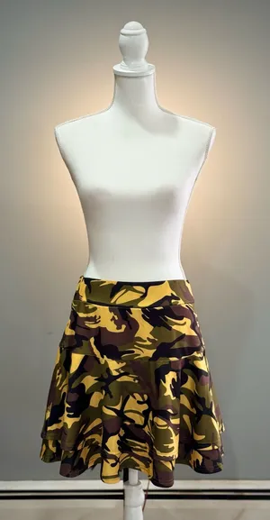 Unbranded Yellow Camo Stretch Waist Mini Skirt Size XL EUC thumbnail 1