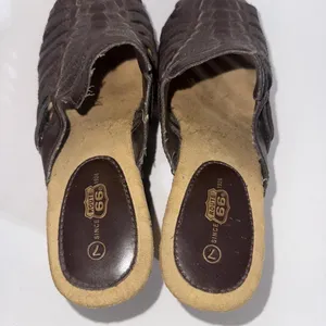 Route 66 Y2K 2000s‎ Platform Chunky Brown Faux Leather Strappy Heel Mules Clogs thumbnail 7