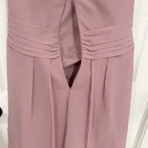 NWT David’s Bridal Formal Mauve Chiffon Ruched Strapless Size 12 Mini Dress thumbnail 6